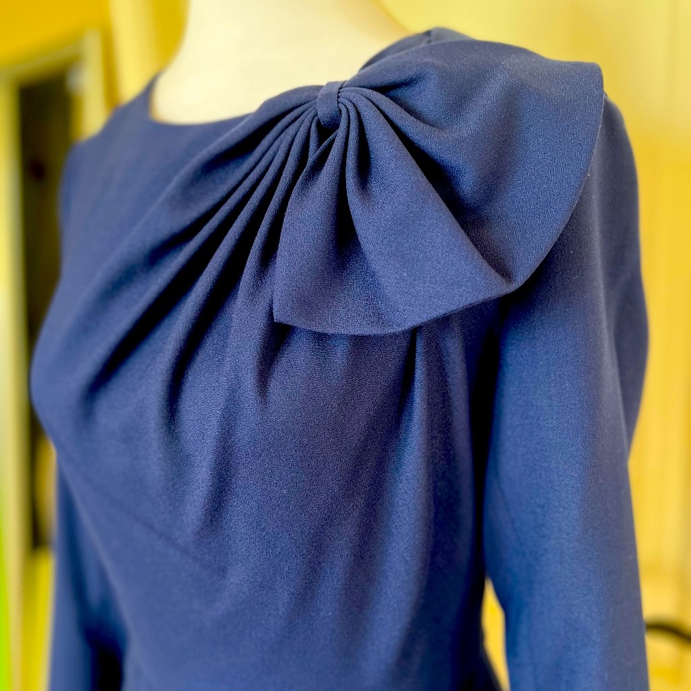 NWT THE FOLD LONDON WOOL DRESS BOW NECK UK8 US4